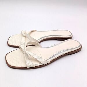 Paige Toby Slide Sandals Open Square Toe Women's Bone Snake Size US8.5 EU39